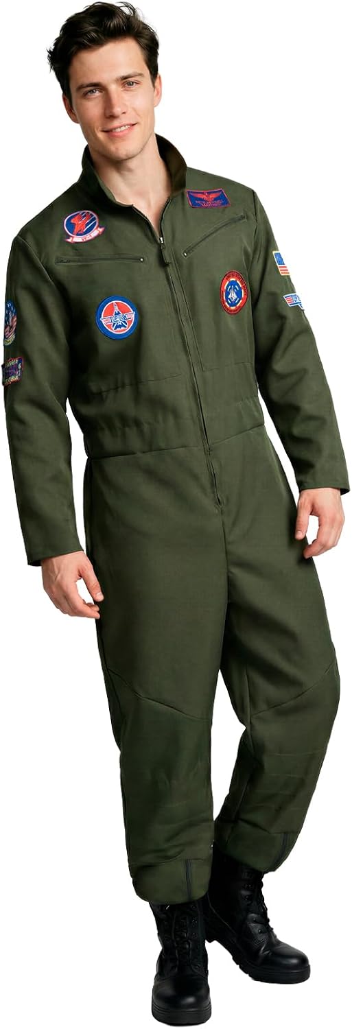Disfraz aviador Top Gun Maverick hombre mono verde Funidelia
